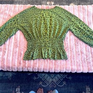 LEOPARD FALL Green Olive Animal print Small S Hailey & Co boutique